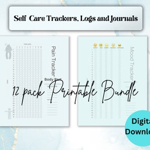 Pain Sleep Mood and Trigger Tracker, Mental Health, Well Being and Self Care gift, Printable and Digitally editable Log and Journal
