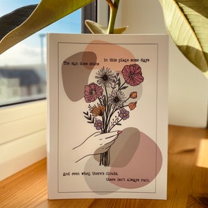 Coelho assustado | Arte de linhas florais | Decoração para casa (A5)
