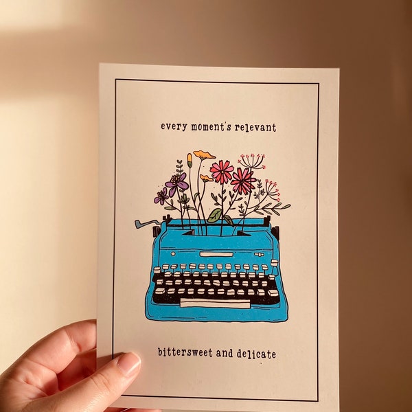 The Maine Band | Pop Punk Print | Typewriter Floral Line Art with Lyrics | Pop Punk Homeware (A5)