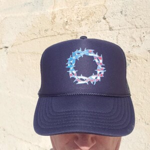 4th of July, Patriotic American Flag, Christian Crown of Thorns, Red White & blue Baseball hat cap Trucker Hat cap, Men and Women