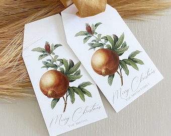 Christmas Gift Tags Personalized, Holiday Gift Tags Personalized, Hostess Everyday Gift, Custom Name Gift Tag, Pomegranate PRINTED SET of 12