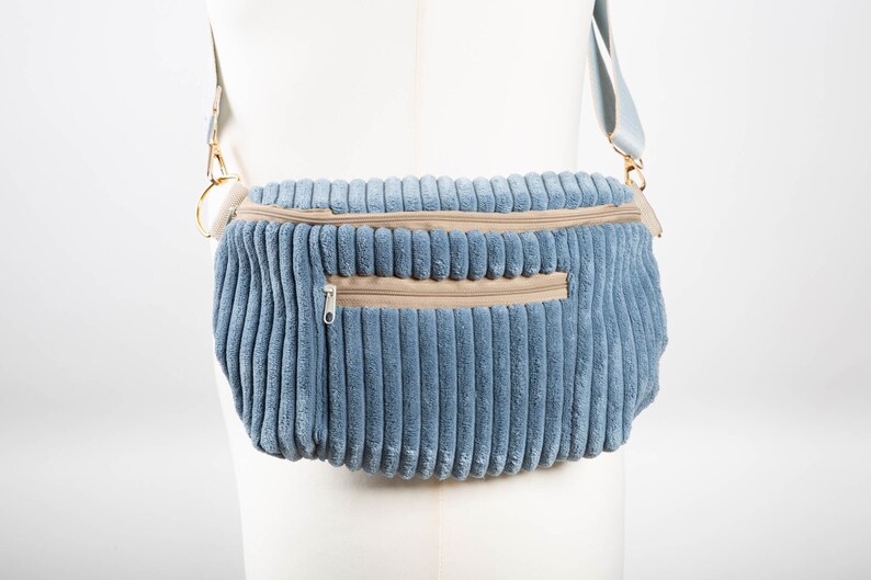 Cord Handtasche Handgemacht,Umhängetasche Blau