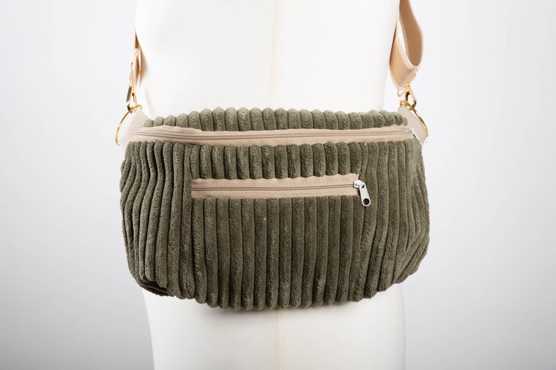 Cord Handtasche Handgemacht,Umhängetasche Olive