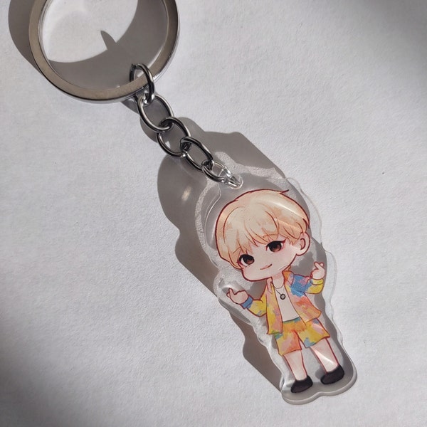 Seungkwan Keychain with Finger Hearts / Gift for Carats / Seventeen Kpop / Double-Sided / Clear Acrylic / Light Weight / Large Ring