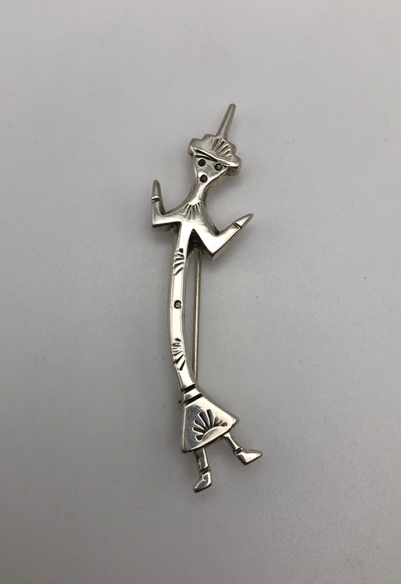 Native Figure Sterling Silver Pin