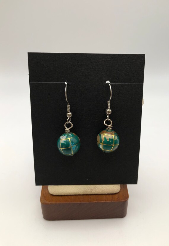 Miniature World Globe Inlay Earrings