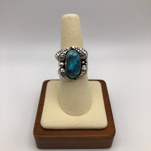 Turquoise and Sterling Leaves Ring
