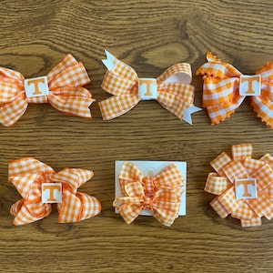 Tennessee Volunteers Checkered Hair Bows - Perfect for College Students, Infants, Toddlers, Kids, Teens, Adults, or Any UT Vols Fan