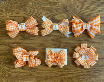 Tennessee Volunteers Checkered Hair Bows - Perfect for College Students, Infants, Toddlers, Kids, Teens, Adults, or Any UT Vols Fan