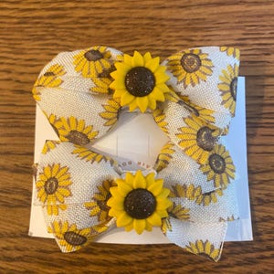 Sunflower Yellow Gold Hair Bow Set with Sparkly Flower Shank Button- Perfect for Infant, Baby, Toddler, Child, Girl, Kid, Teen, or Adult