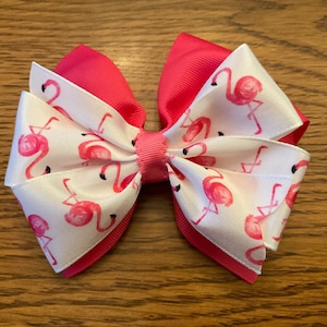 Pink Flamingo Hair Bow - Perfect for Infant, Baby, Toddler, Child, Girl, Teen, or Adult