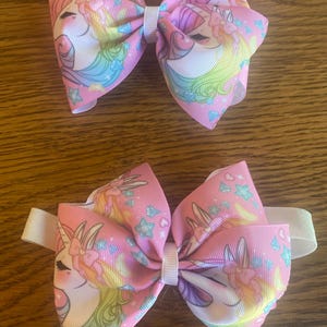 Pink White Unicorn Hair Bow or Headband - Perfect for Infants, Toddler, Child, Girl, Teen, or Adult