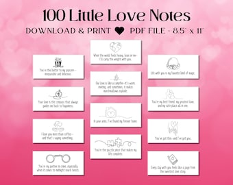 Printable Little Love Notes for Him or Her, Romantic Husband Lunch Box Notes, Reasons I Love You Mini Love Messages, Tiny Valentine Cards