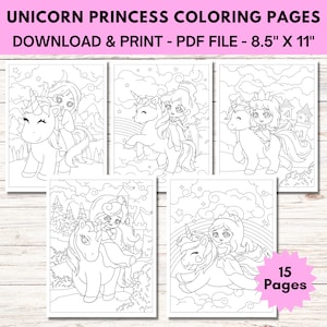 Unicorn Coloring Pages for Kids, PDF Coloring Book Instant Download, Kids Coloring Pages Printable Coloring Sheets, Unicorn Princess Party