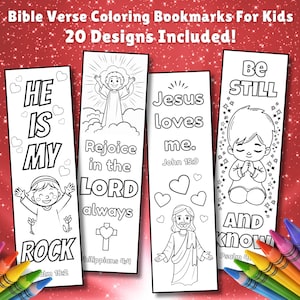 Bible Verse Coloring Bookmarks Bundle For Kids Printable, Sunday School Childrens Bible Study Activity, Scripture Bookmarks, Christian Craft