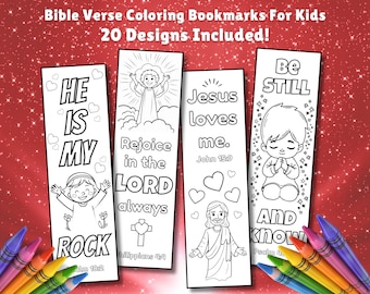 Bible Verse Coloring Bookmarks Bundle For Kids Printable, Sunday School Childrens Bible Study Activity, Scripture Bookmarks, Christian Craft