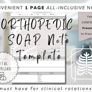 Orthopedic SOAP Note Template | Clinical Rotations | Physician Assistant Student | Nurse Practitioner Student | Med Student