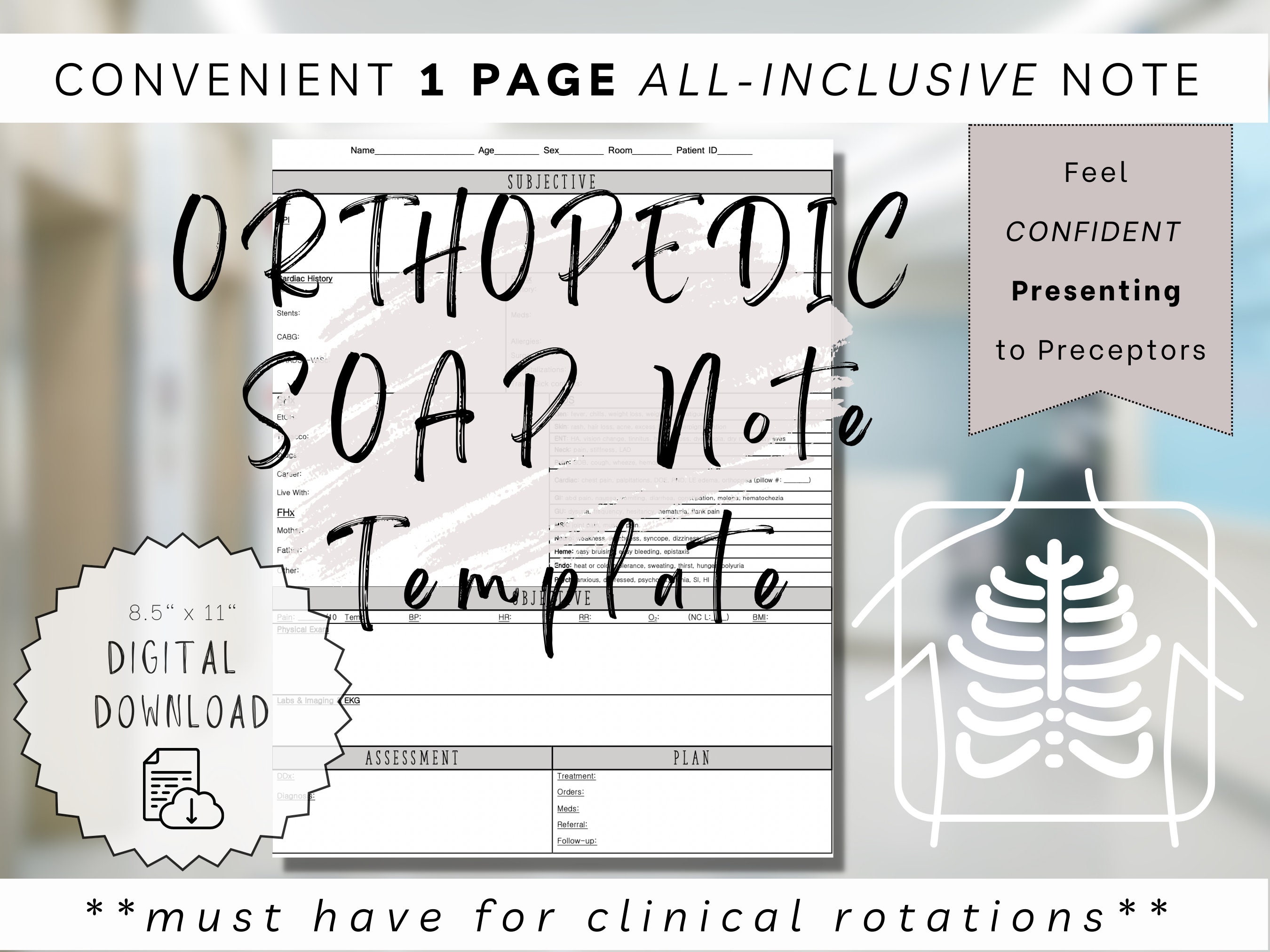 Shoulder Injection Note Soap Orthopedic SOAP Note Template | Clinical Rotation Student (digital ...