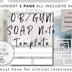 OBGYN SOAP Note Template | Clinical Rotations | Physician Assistant Student | Nurse Practitioner Student | Med Student