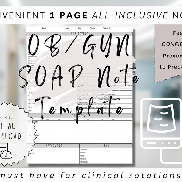 OBGYN SOAP Note Template | Clinical Rotations | Physician Assistant Student | Nurse Practitioner Student | Med Student