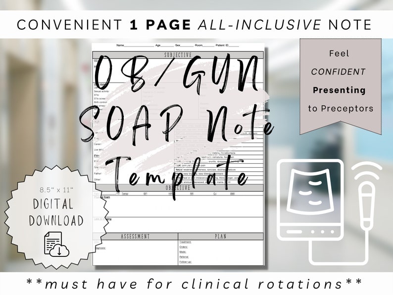 OBGYN SOAP Note Template Clinical Rotations Physician Assistant