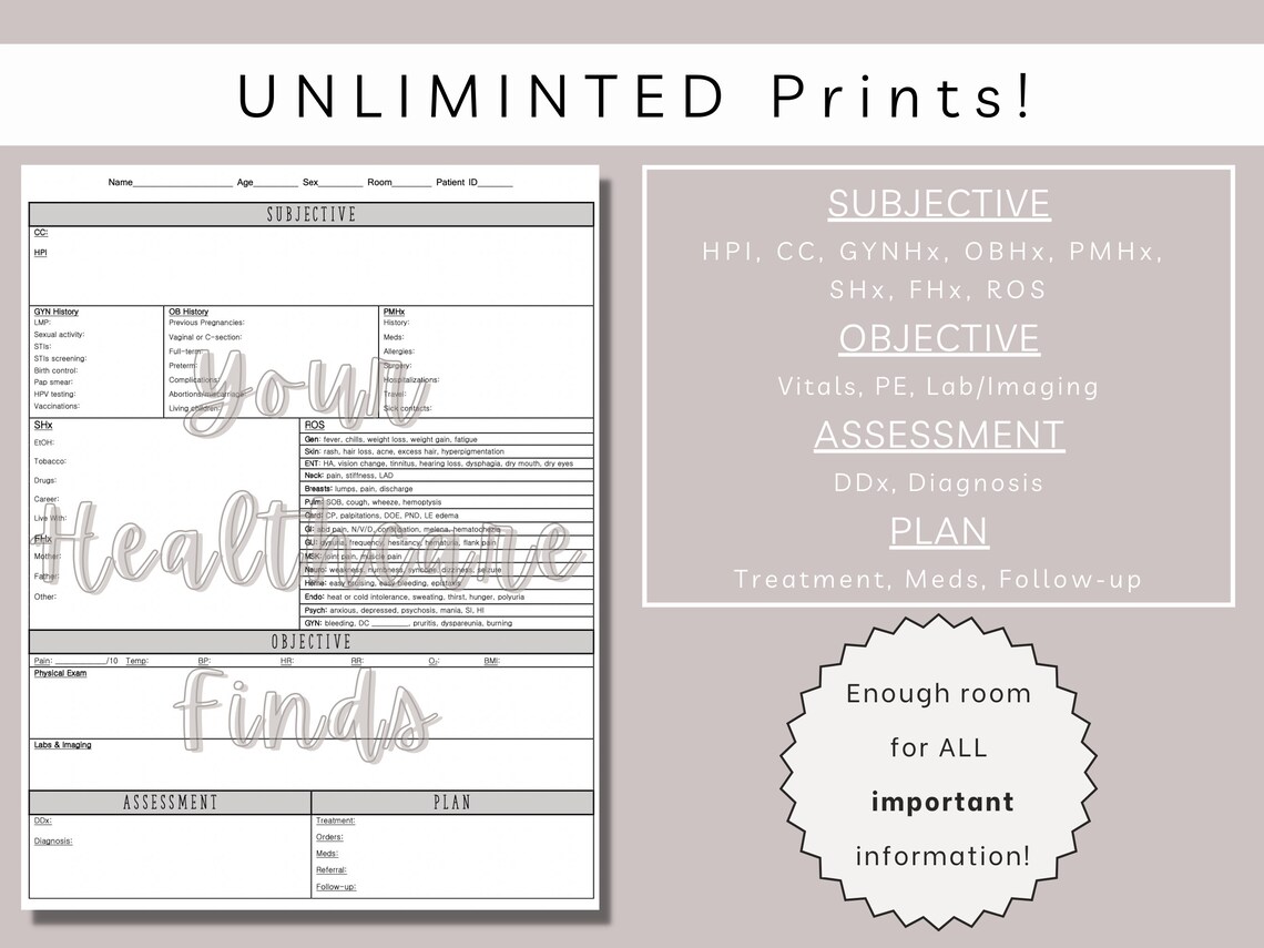 OBGYN SOAP Note Template Clinical Rotations Physician Etsy OBGYN SOAP Note Template Clinical Rotations Physician Etsy
