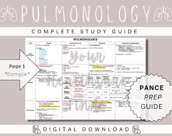Pulmonology Complete Study Guide | Study Guide | Study Notes | Physician Assistant Student | Nurse Practitioner Student | Med Student