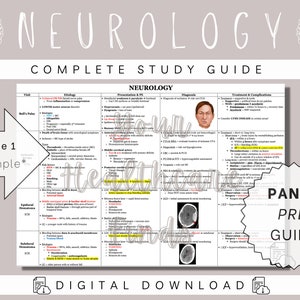 Neurology Complete Study Guide | Study Guide | Study Notes | Physician Assistant Student | Nurse Practitioner Student | Med Student