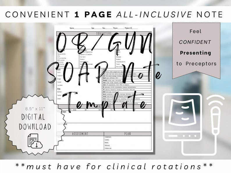 OBGYN SOAP Note Template Clinical Rotations Physician Etsy OBGYN SOAP Note Template Clinical Rotations Physician Etsy