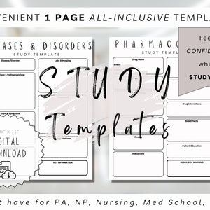 Study Template | Pharmacology | Study Notes | Physician Assistant Student | Nurse Practitioner Student | Med Student