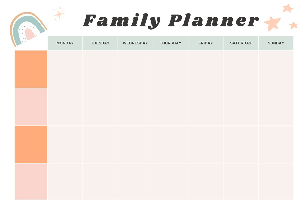 Family Weekly Planner Printable, Family Schedule, Instant Download PDF ...