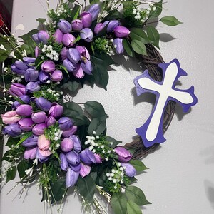 Easter  Wreath  front door Tulip Wreath  Spring everyday wreath purple wreath grapevine Spring Wreaths porch decor gift for mom farmhouse