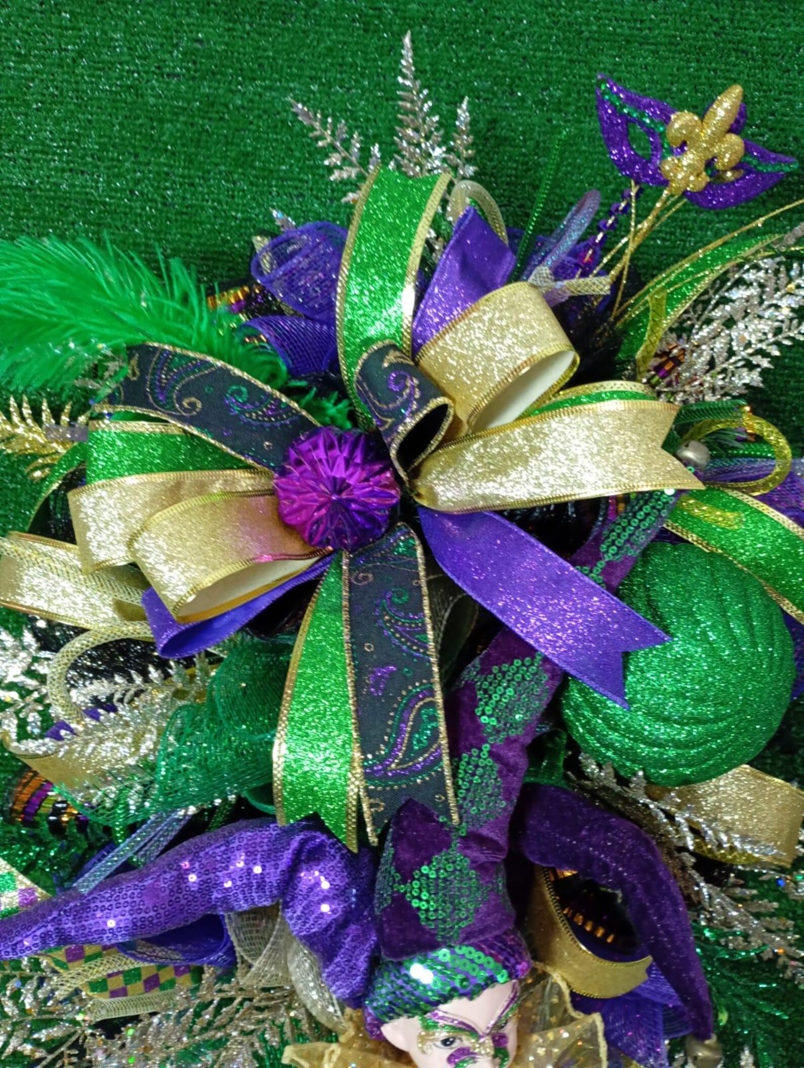 Mardi Gras Door Swag Purple and Gold Décor Mardi Gras Front Door Mardi