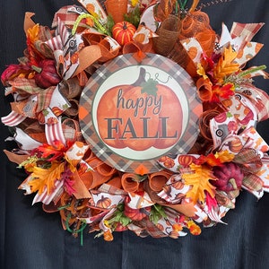 Fall Wreath for front door Autumn wreath Harvest Wreath fall colors Wreath Fall Wreath Farmhouse Wreath Rustic Wreath pumpkin housewarming
