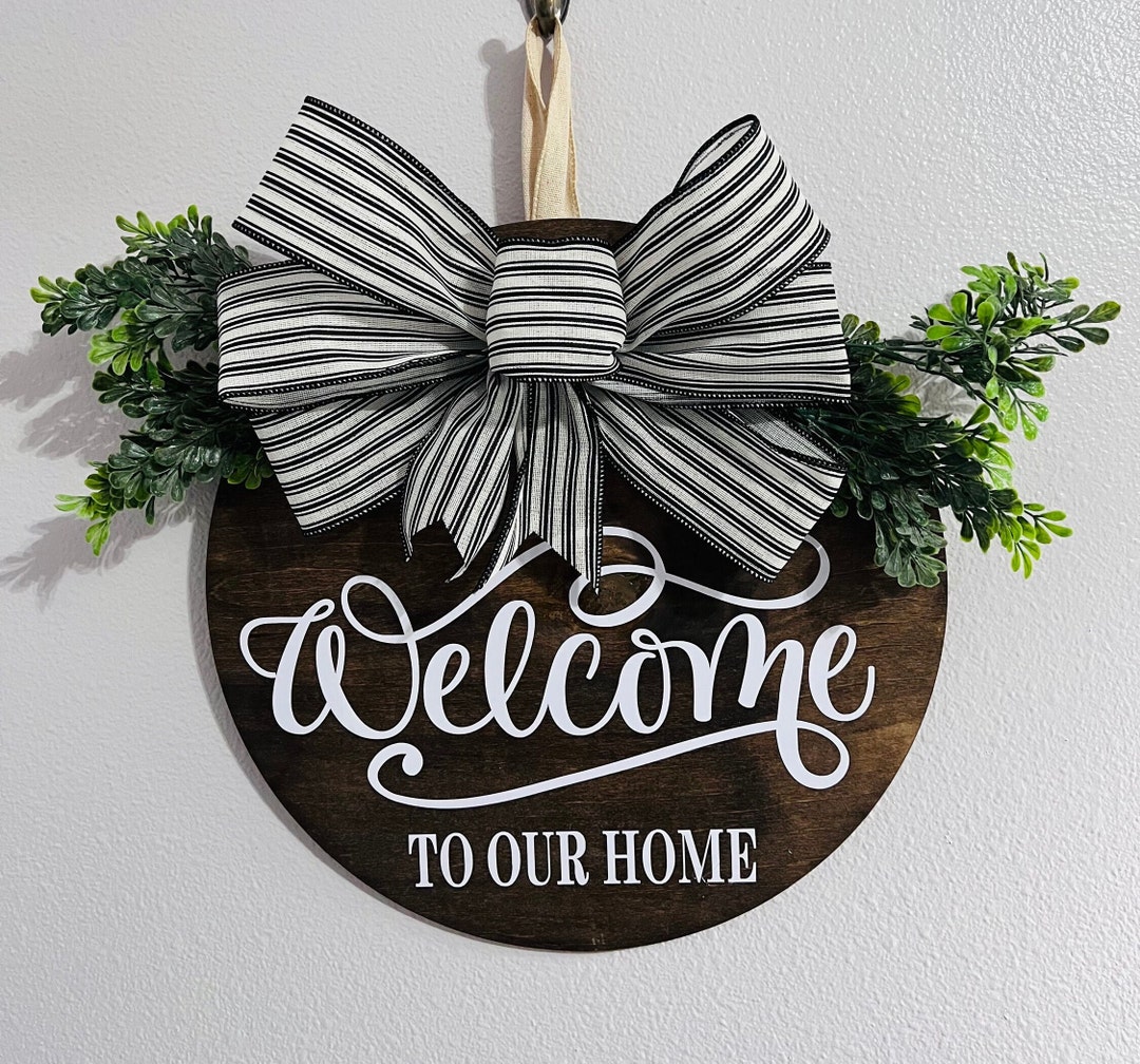 Front Door Sign Welcome Door Sign Yearround Wreath Front Door Hanger