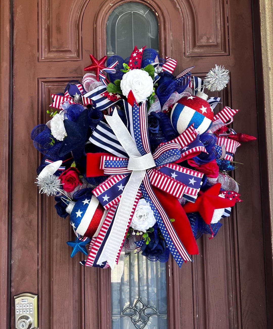 Patriotic Wreath for Front Door 4th of July Wreath With American Flag ...