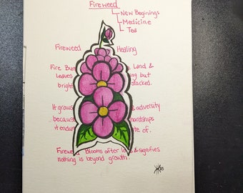 Fireweed & Poem illustration | Original Ink on Watercolour Paper