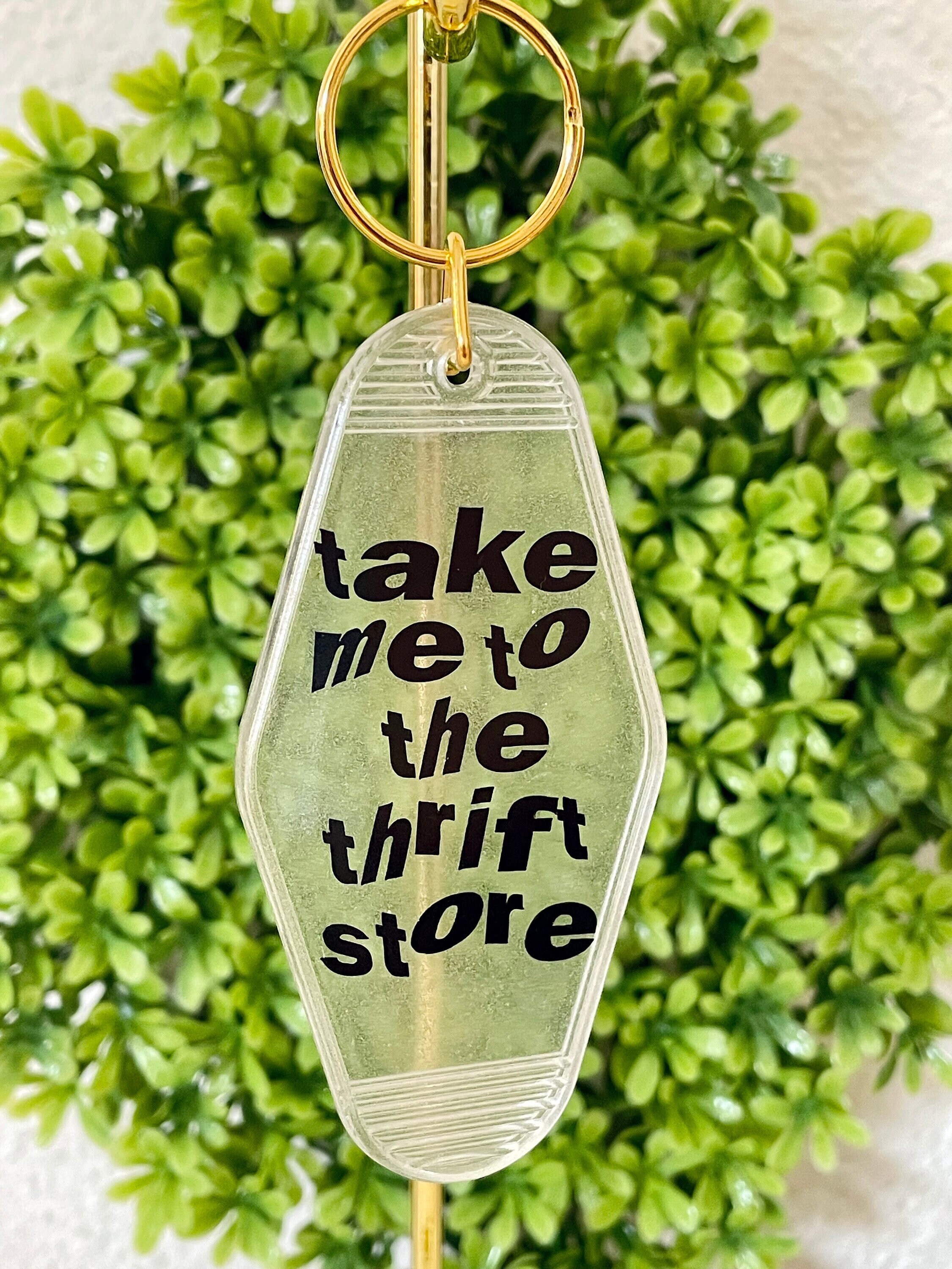 Retro Motel Hotel Keychain Take Me to the Thrift Store Funny Vintage Keychain Glow in the Dark