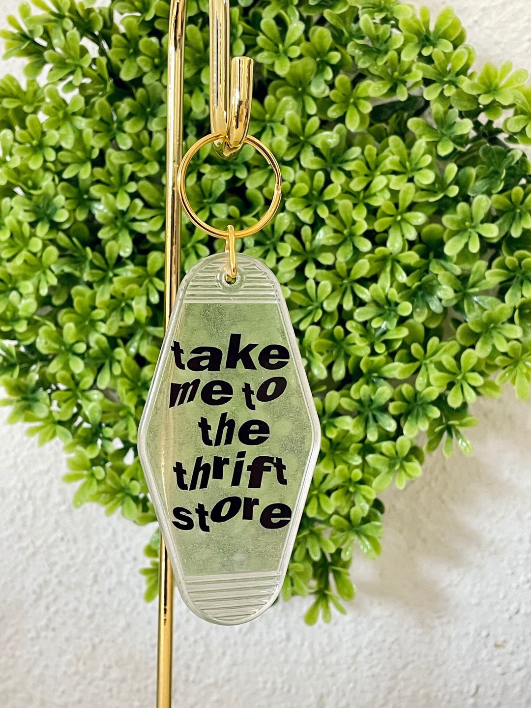 Retro Motel Hotel Keychain Take Me to the Thrift Store Funny Vintage Keychain Glow in the Dark