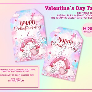RAINBOW San Valentino Tag, Tag San Valentino Aula, Scuola Tag per San Valentino, Tag Download istantaneo stampabile