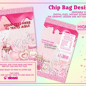 Sweets, Valentines Chip bag, digital ChipBag, Bolsa para imprimir, Valentines craft