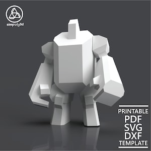 ROBOT_01, Manualidades de papel, Plantilla digital, Origami, Descargar PDF, SVG, DXF, Bricolaje, Low Poly, Trofeo, Escultura, Modelo 3D