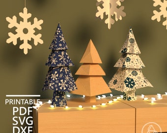 Árbol de Navidad, Papercraft, Plantilla Digital, Origami, Pdf, Svg, Dxf Descargar, DIY, Low Poly, Trofeo, Escultura, Modelo 3D