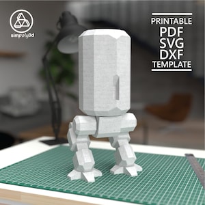 ROBOT_02    Paper Craft, Digital Template, Origami, Pdf, Svg, Dxf Download, DIY, Low Poly, Trophy, Sculpture, 3D Model