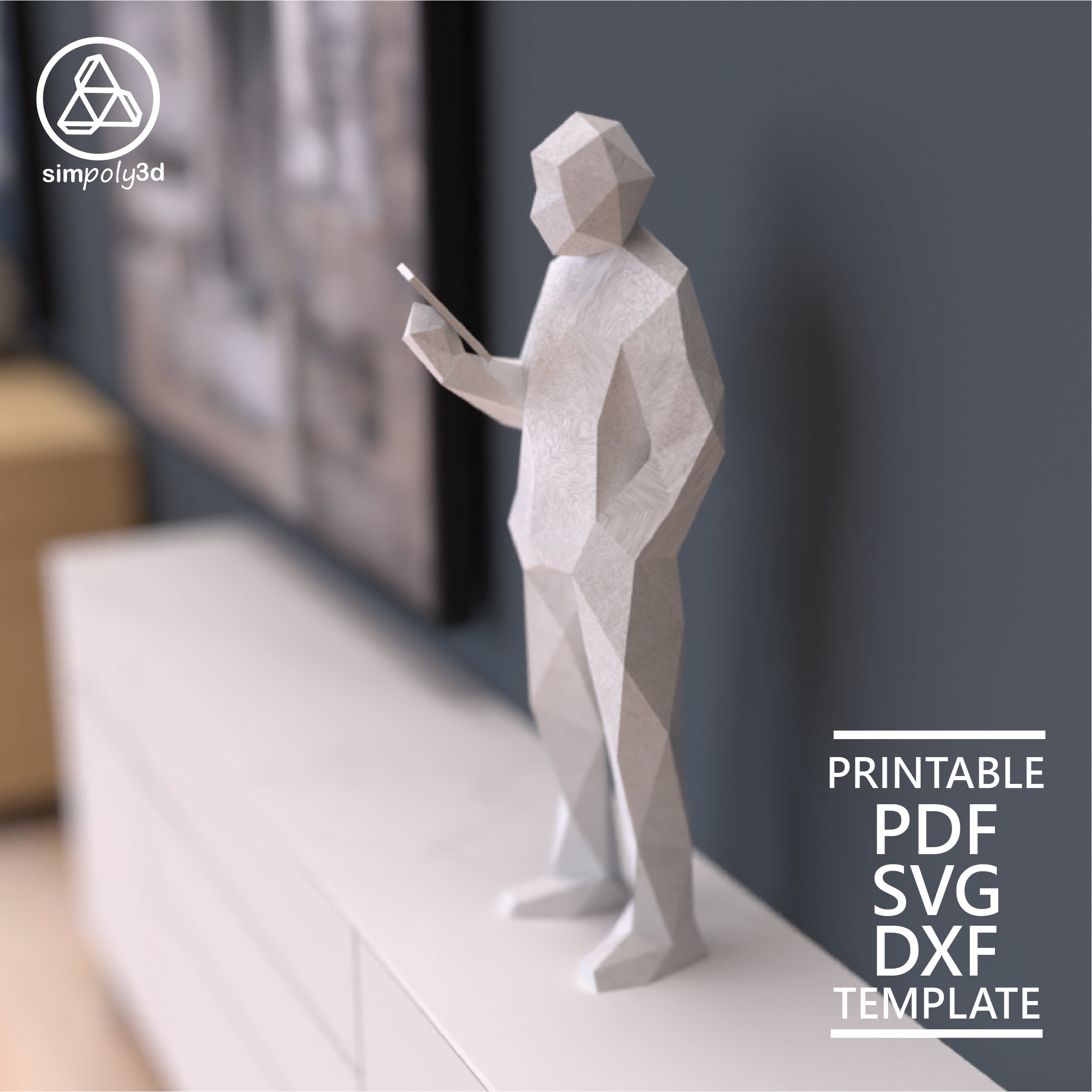 FIGURE 02 Paper Craft Digital Template Origami Pdf Svg Dxf