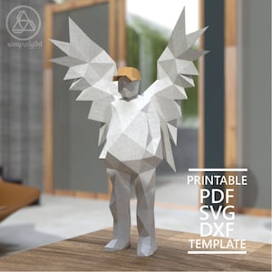 FIGURE_06,     Paper Craft, Digital Template, Origami, Pdf, Svg, Dxf Download, DIY, Low Poly, Trophy, Sculpture, 3D Model