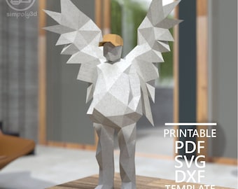 FIGURE_06, créations en papier, modèle numérique, origami, Pdf, Svg, téléchargement Dxf, bricolage, faible densité, trophée, sculpture, modèle 3D