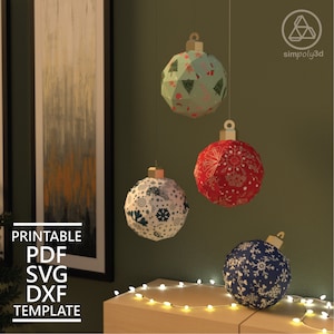 Christmas Decorations  Papercraft, Digital Template, Origami, Pdf, Svg, Dxf Download, DIY, Low Poly, Trophy, Sculpture, 3D  paper baubles
