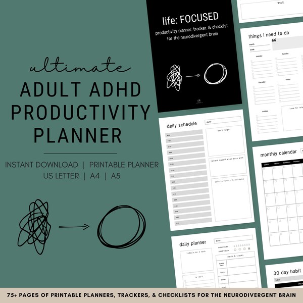 adhd homework checklist ADHD PLANNER | Best Printable Planner For Adhd | Adhd Adult Productivity Planner | Adhd Checklist + Adhd Organization + Adhd Resources