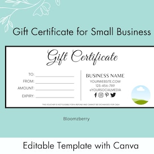 Minimal Gift Certificate Template Canva, Minimalist DIY Gift Certificate, Editable Gift Voucher, Printable Gift Card, Add Your Logo Coupon